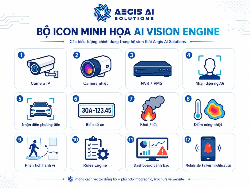 Bộ icon minh họa AI Vision Engine