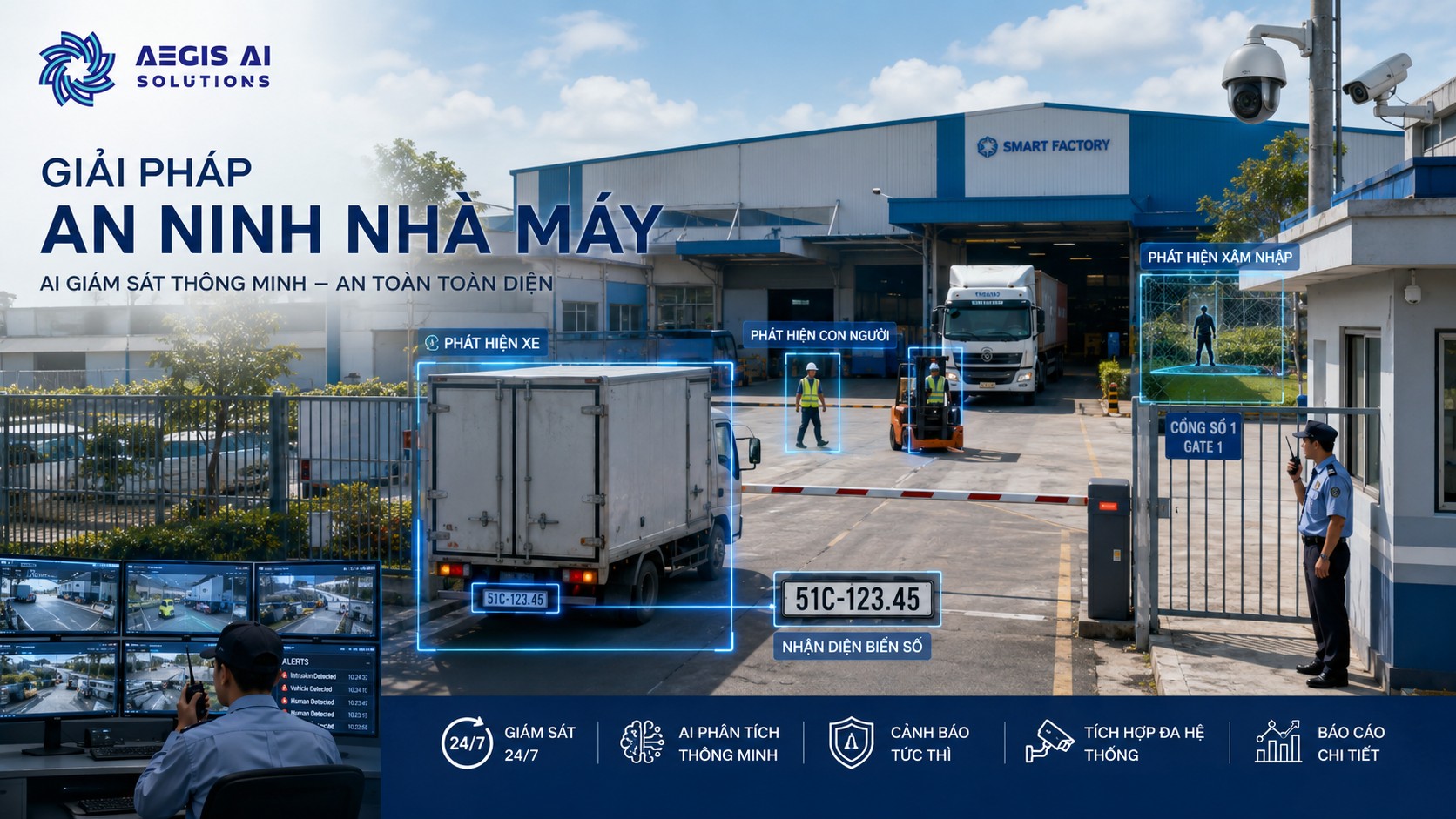 Giải pháp an ninh nhà máy bằng camera AI của Aegis AI Solutions