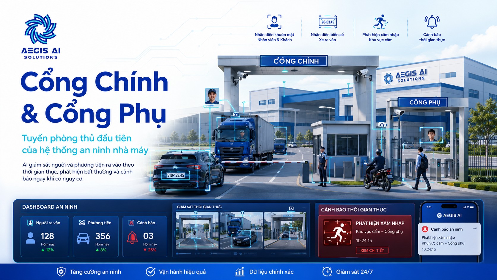 Cổng chính và cổng phụ-tuyến phòng thủ đầu tiên của hệ thống an ninh nhà máy-Aegis AI