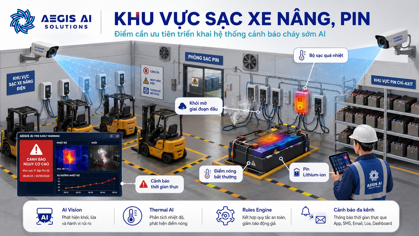 Khu vực sạc xe nâng, sạc pin-Aegis AI
