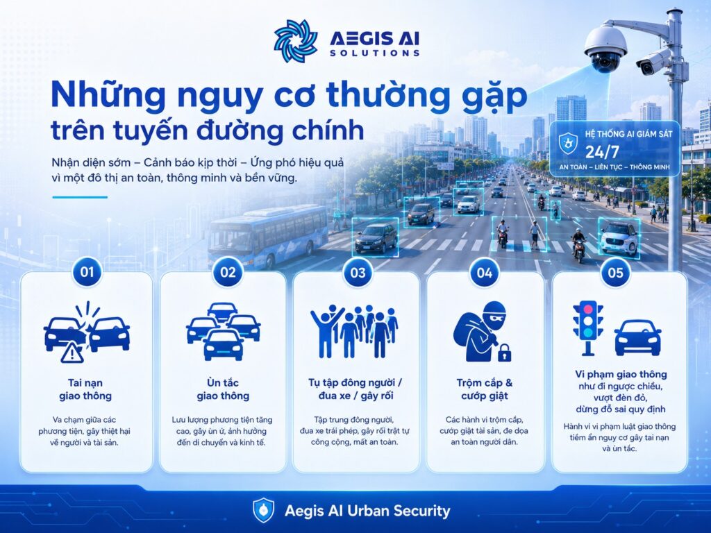 Những nguy cơ thường gặp trên tuyến đường chính-Aegis AI
