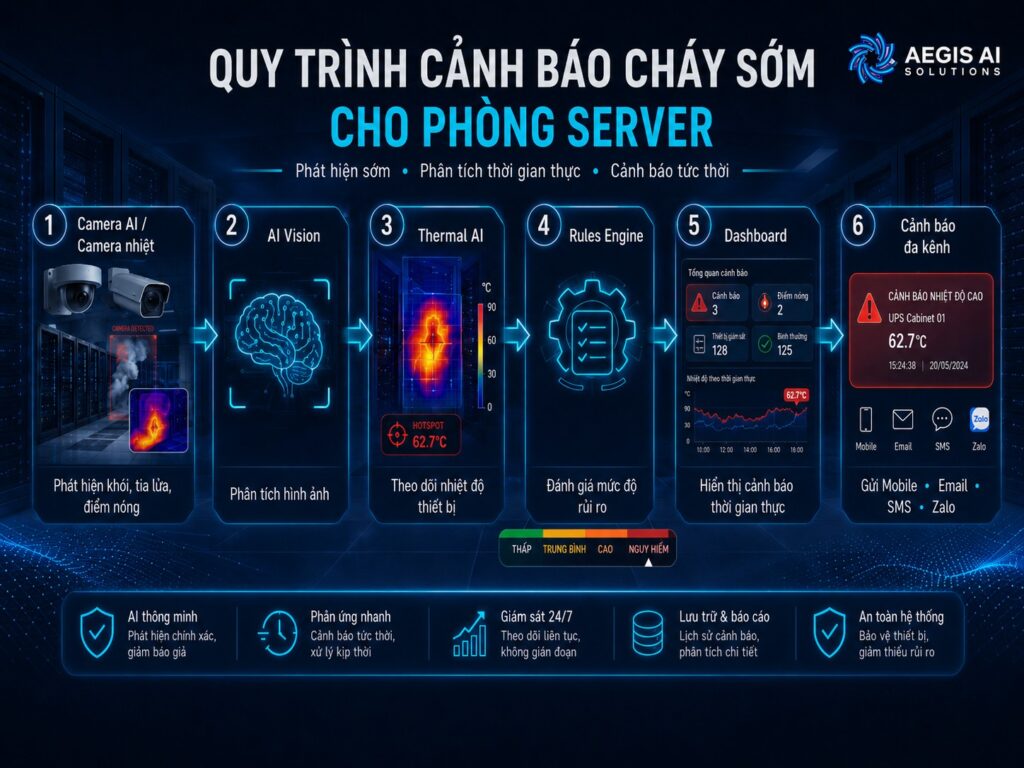 Quy trình cảnh báo cháy sớm cho phòng server-Aegis AI