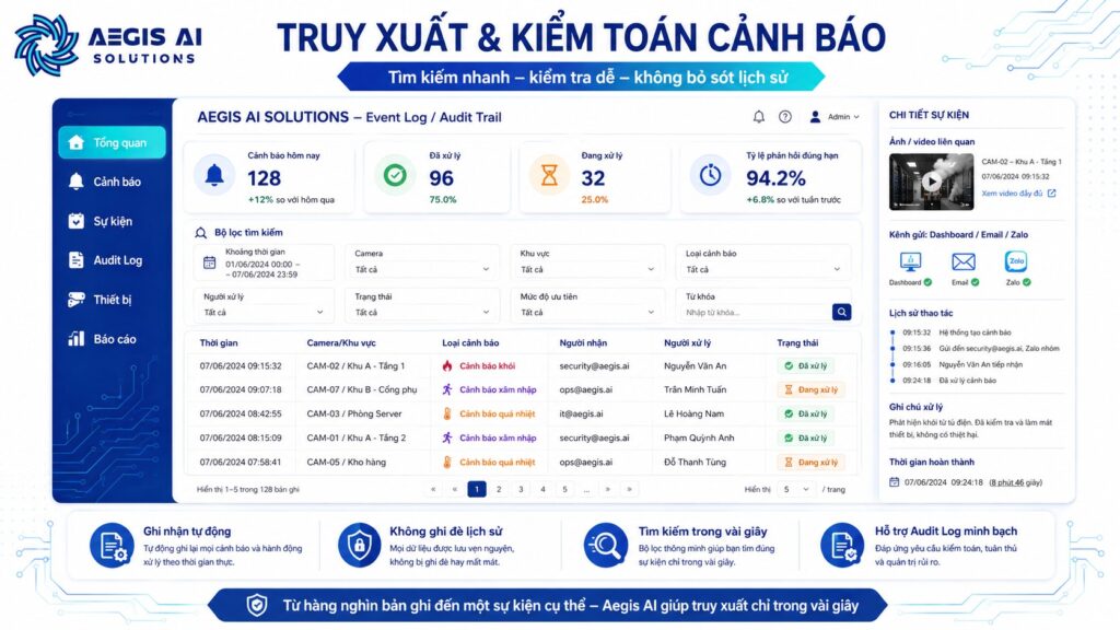 Truy xuất và kiểm toán cảnh báo_Aegis AI
